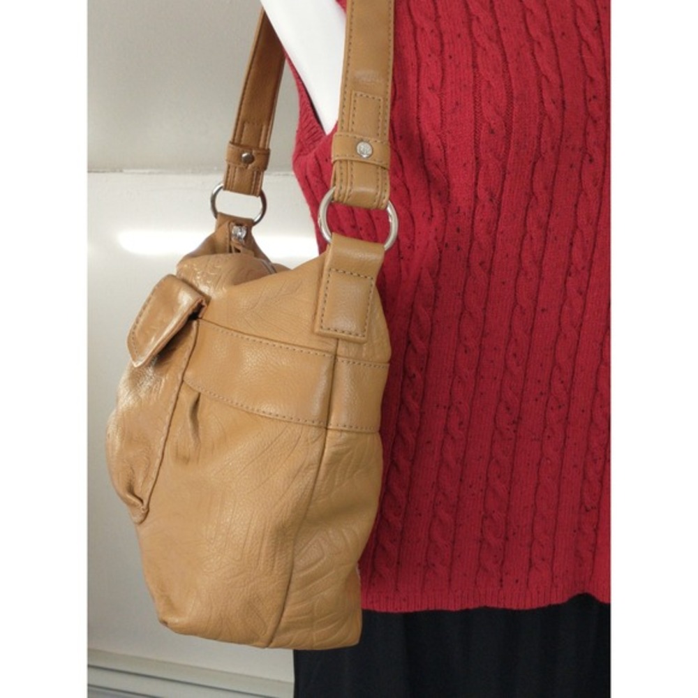 Relic by Fossil Genuine Leather Mustard Leaf Embossed Handbag in Great Condition